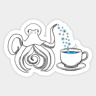 Trippy Octopus Little Teapot with Eyeball Bubble Tea Sticker